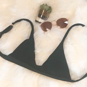 Dark Olive Green Bikini Top With Straps